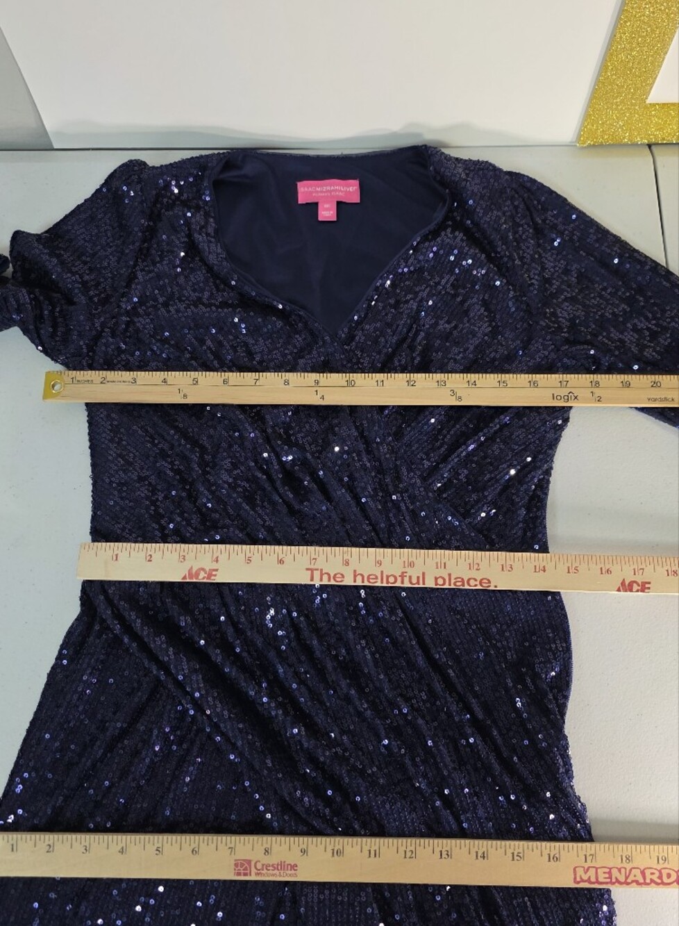 Isaac Mizarahi Live Always Isaac Navy Blue Sequin Wrap Dress XXS Gorgeous! - Picture 16 of 16